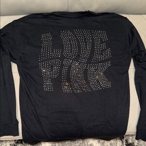 PINK Victoria's Secret Black Long Sleeve Tee with Studded Design